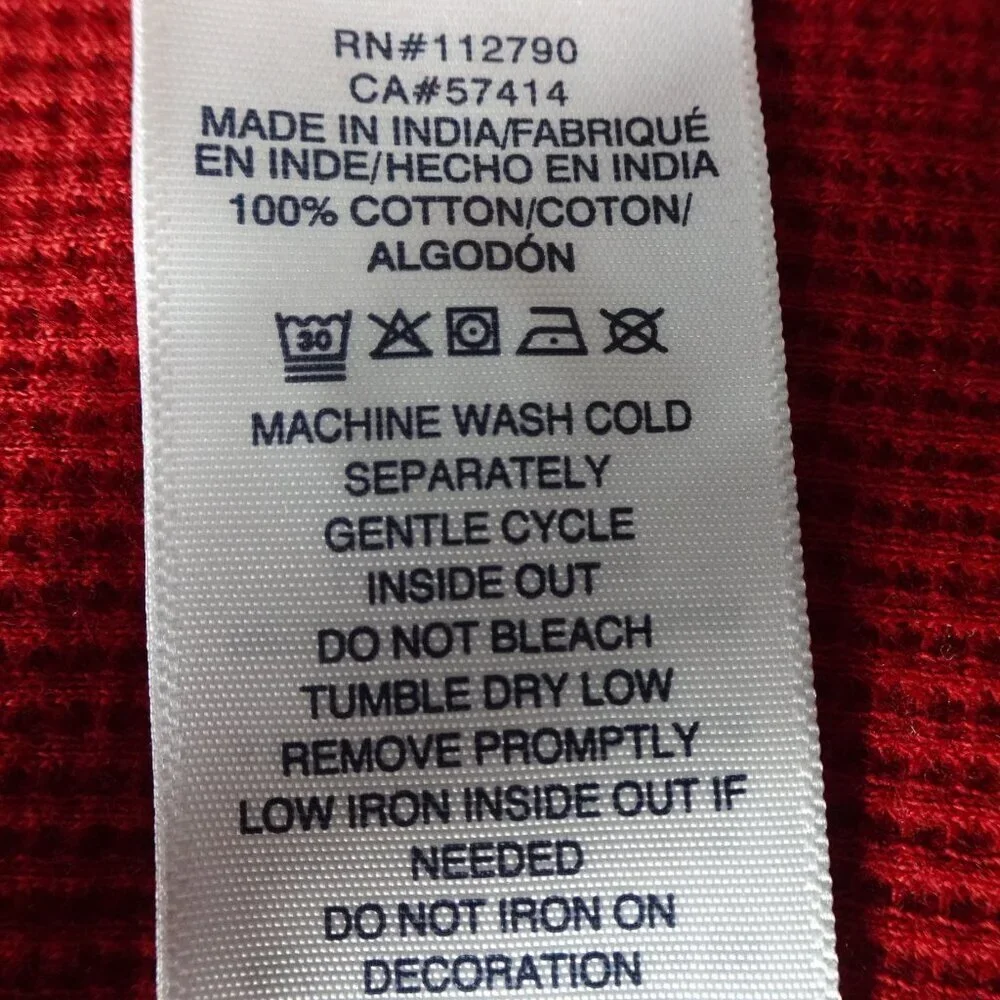 True Religion Henley Shirt Men's Size M Red Long Sleeve Waffle Logo Cotton